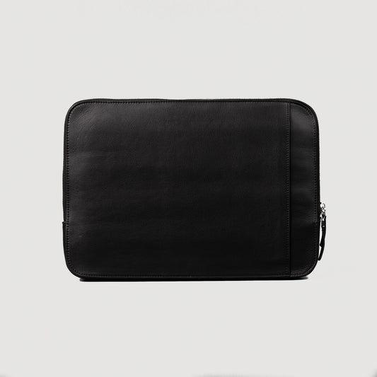 The Baxter Black Leather Laptop Sleeve - Fierce Fusion