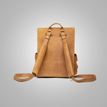 Brown Front Pocket Leather Backpack - Fierce Fusion