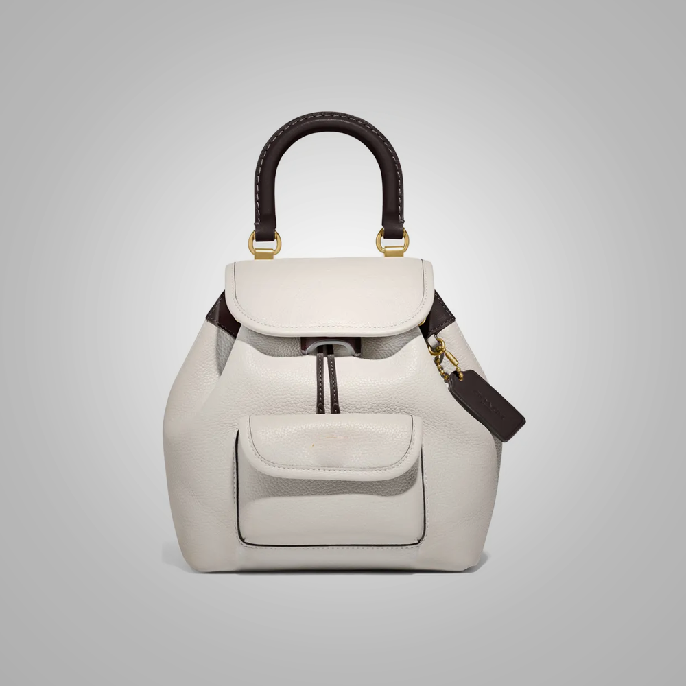 White Leather Backpack - Fierce Fusion