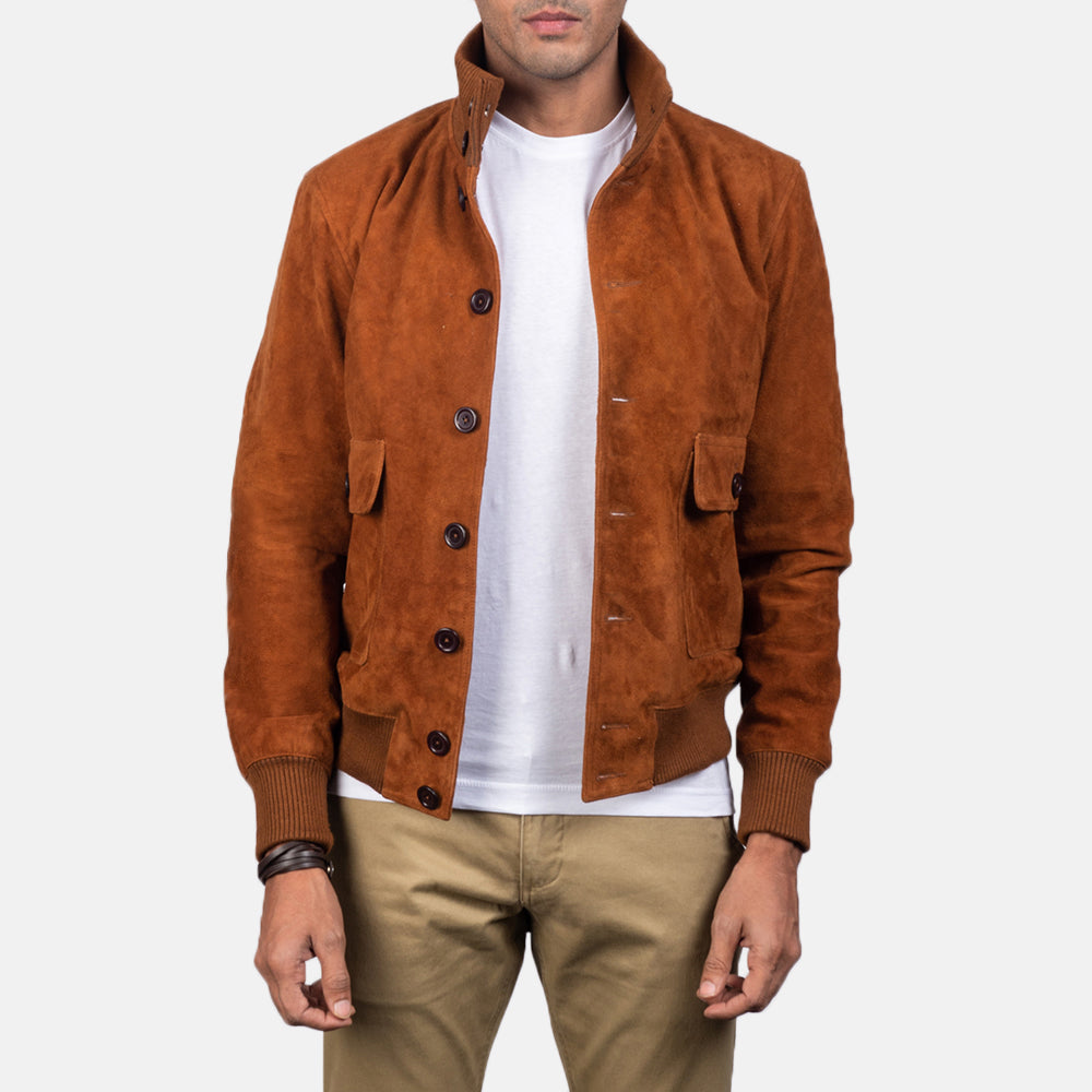 Eaton Brown Suede Bomber Jacket - Fierce Fusion
