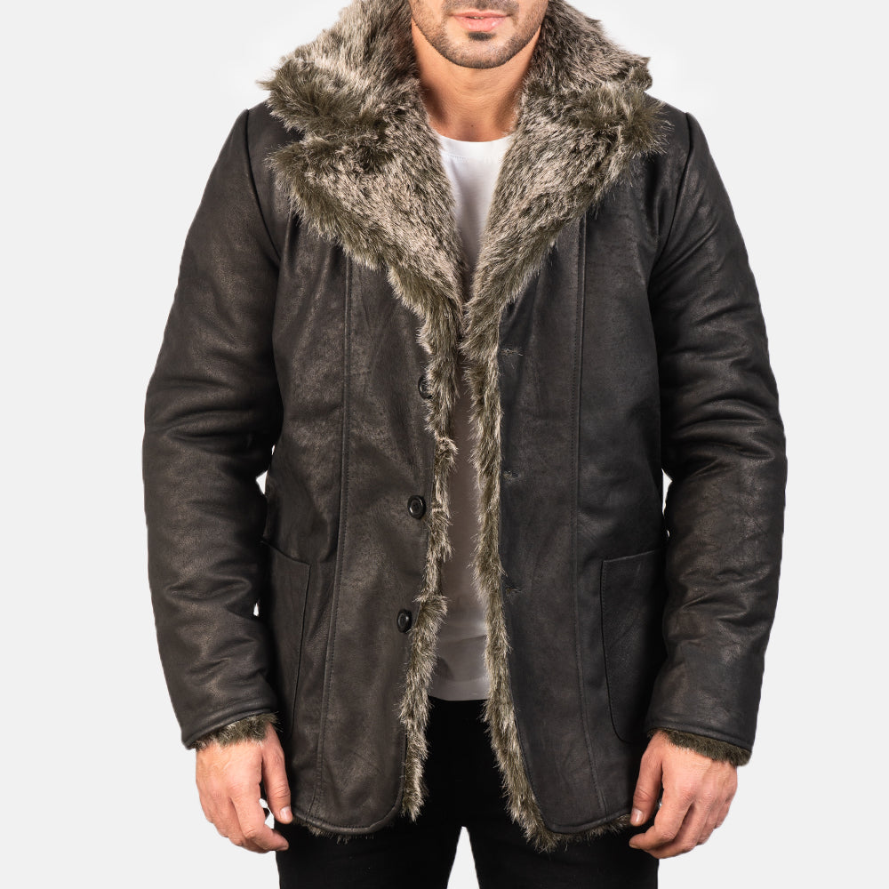 Furlong Black Leather Coat - Fierce Fusion