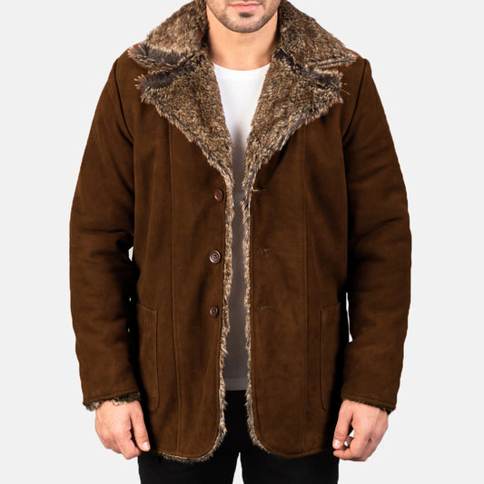 Furlong Brown Suede Leather Coat - Fierce Fusion
