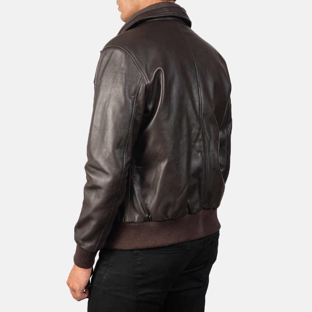 Air Rolf Brown Leather Bomber Jacket - Fierce Fusion