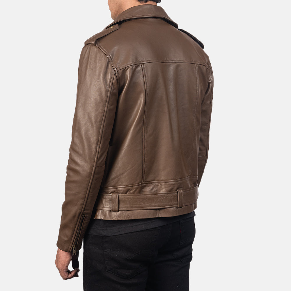 Allaric Alley Mocha Leather Biker Jacket - Fierce Fusion