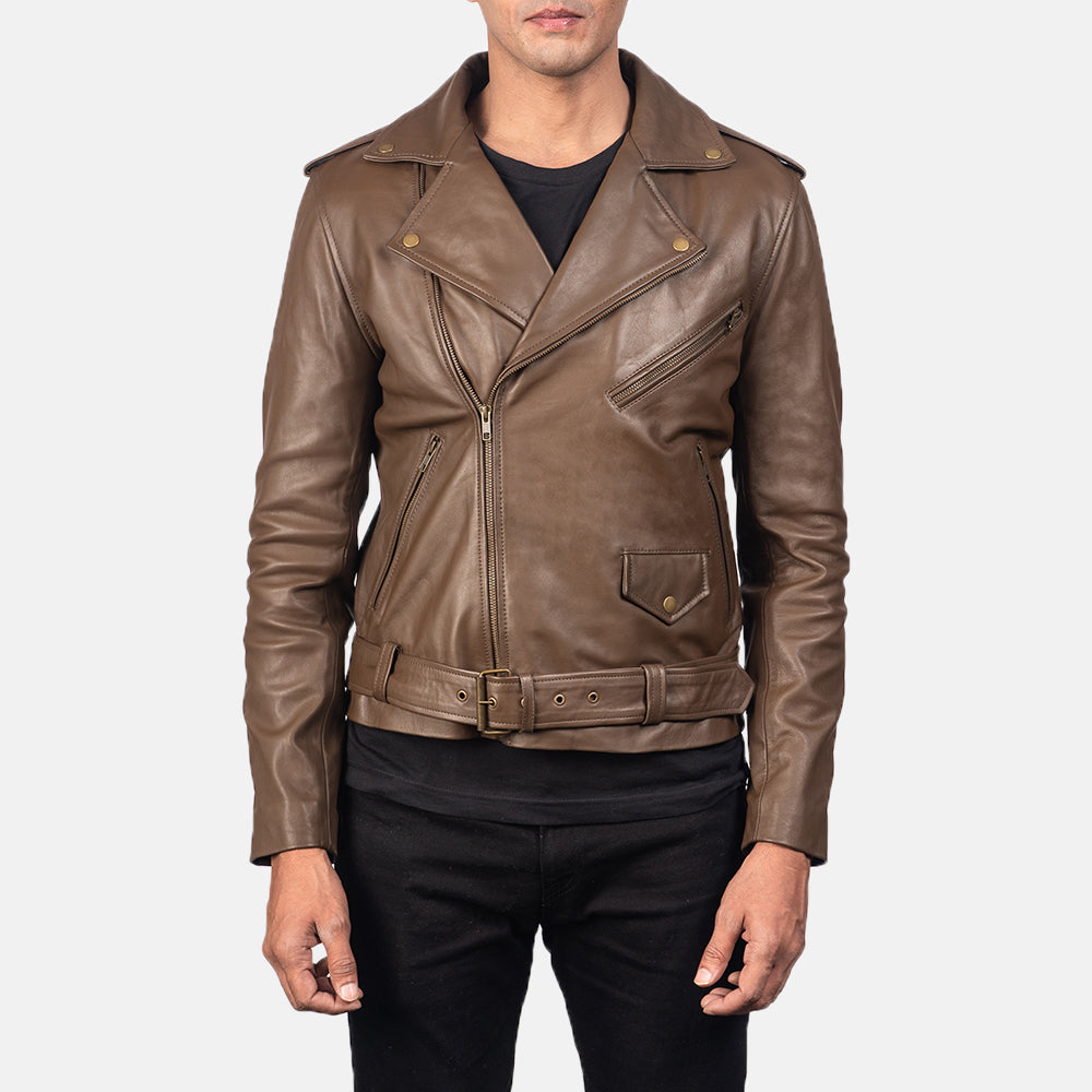 Allaric Alley Mocha Leather Biker Jacket - Fierce Fusion