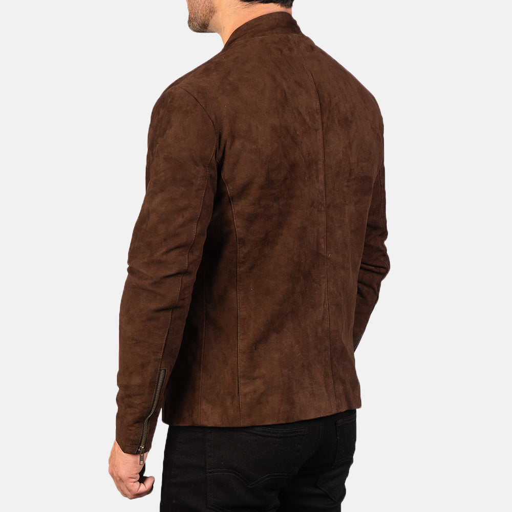 Charcoal Mocha Suede Biker Jacket - Fierce Fusion