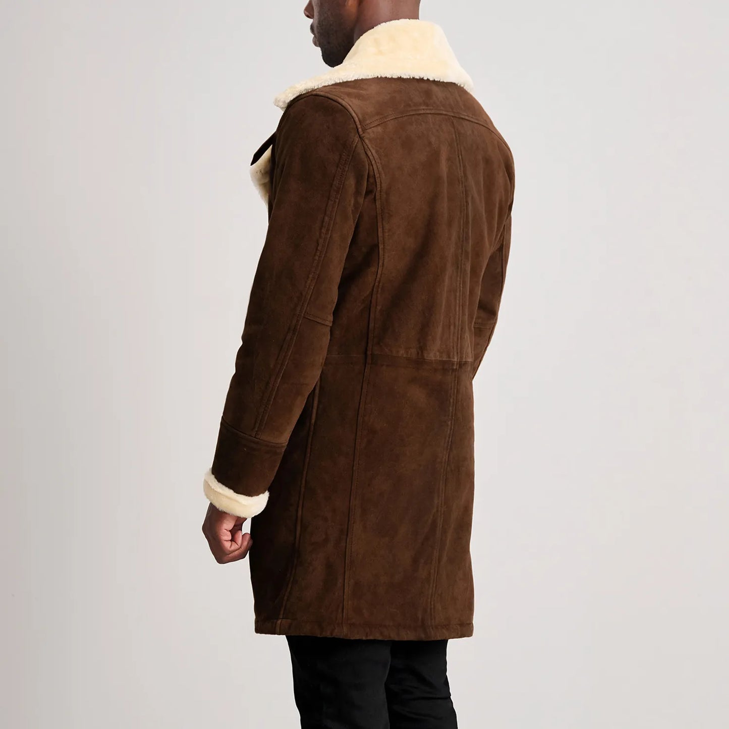 Charles Brown Suede Leather Double-Breasted Coat - Fierce Fusion
