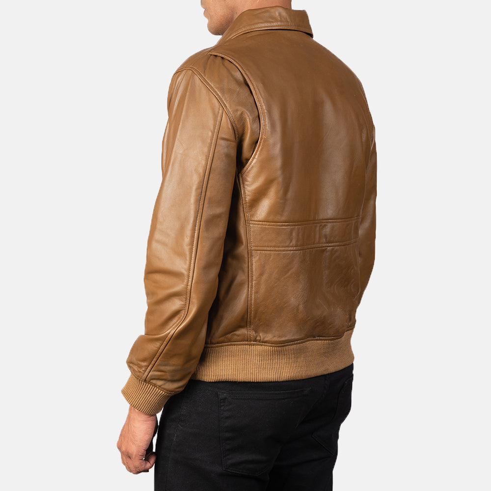 Coffmen Olive Brown A2 Leather Bomber Jacket - Fierce Fusion