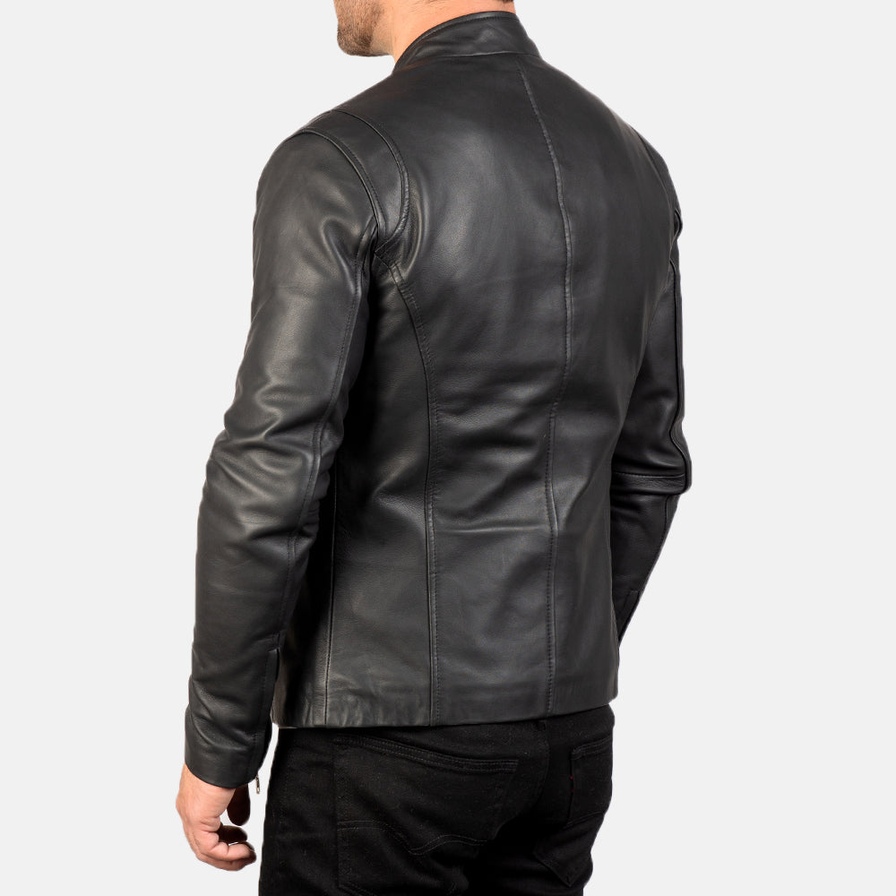 Black Leather Bomber Jacket - Fierce Fusion