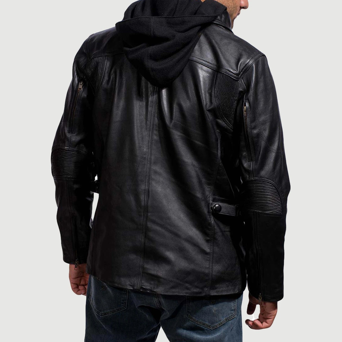 Moulder Hooded Black Leather Jacket - Fierce Fusion