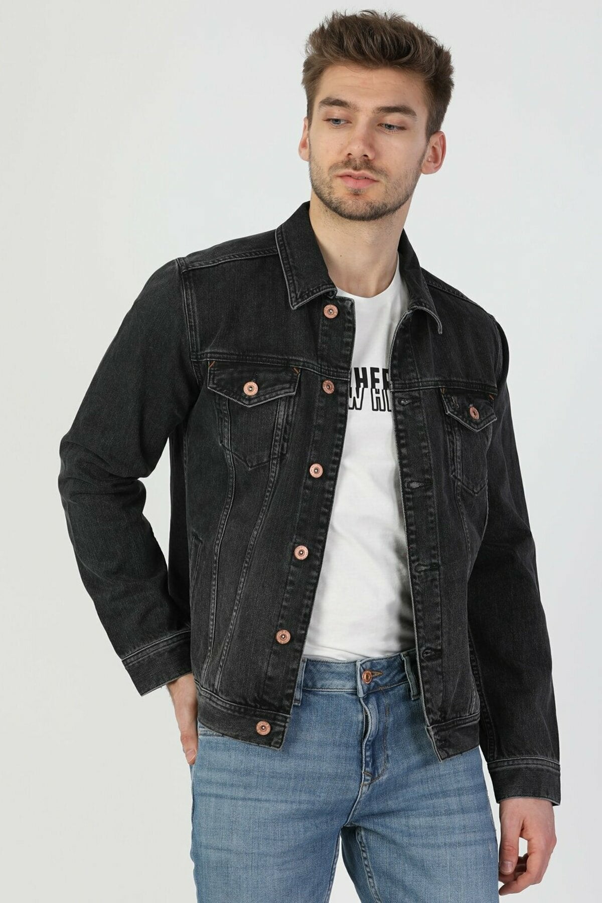 Midnight Stretch Slim Denim Jacket - Fierce Fusion