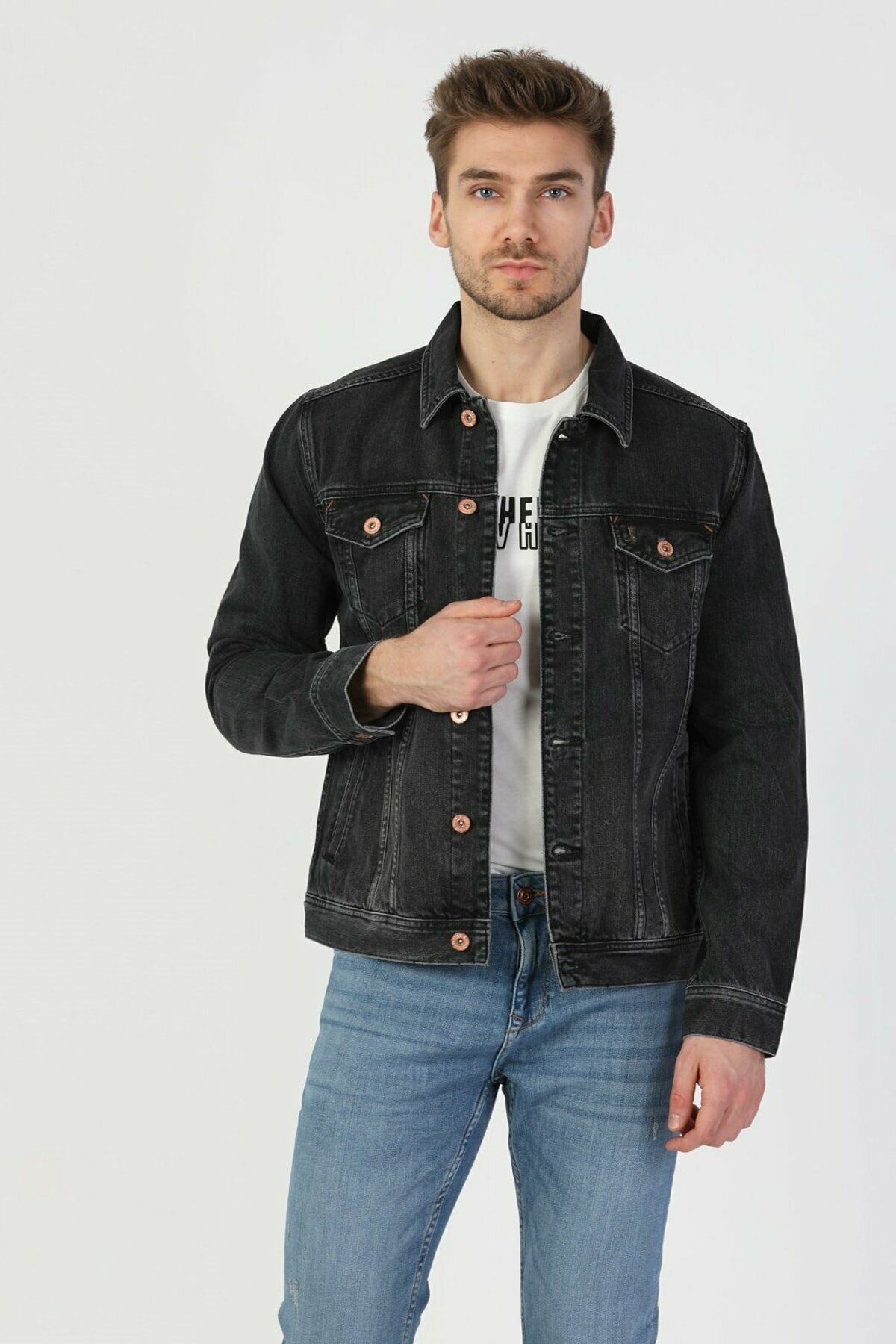 Midnight Stretch Slim Denim Jacket - Fierce Fusion