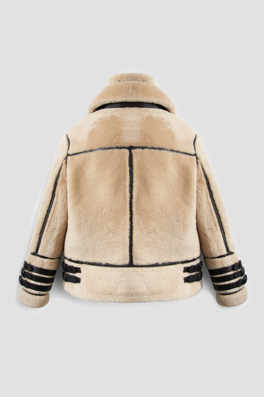 Arctic Edge Lambskin Shearling Jacket - Fierce Fusion