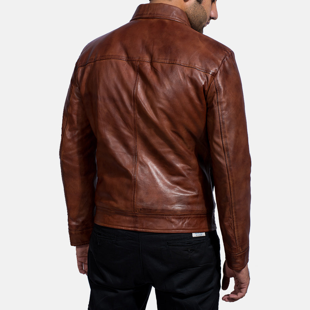 Inferno Brown Leather Jacket - Fierce Fusion