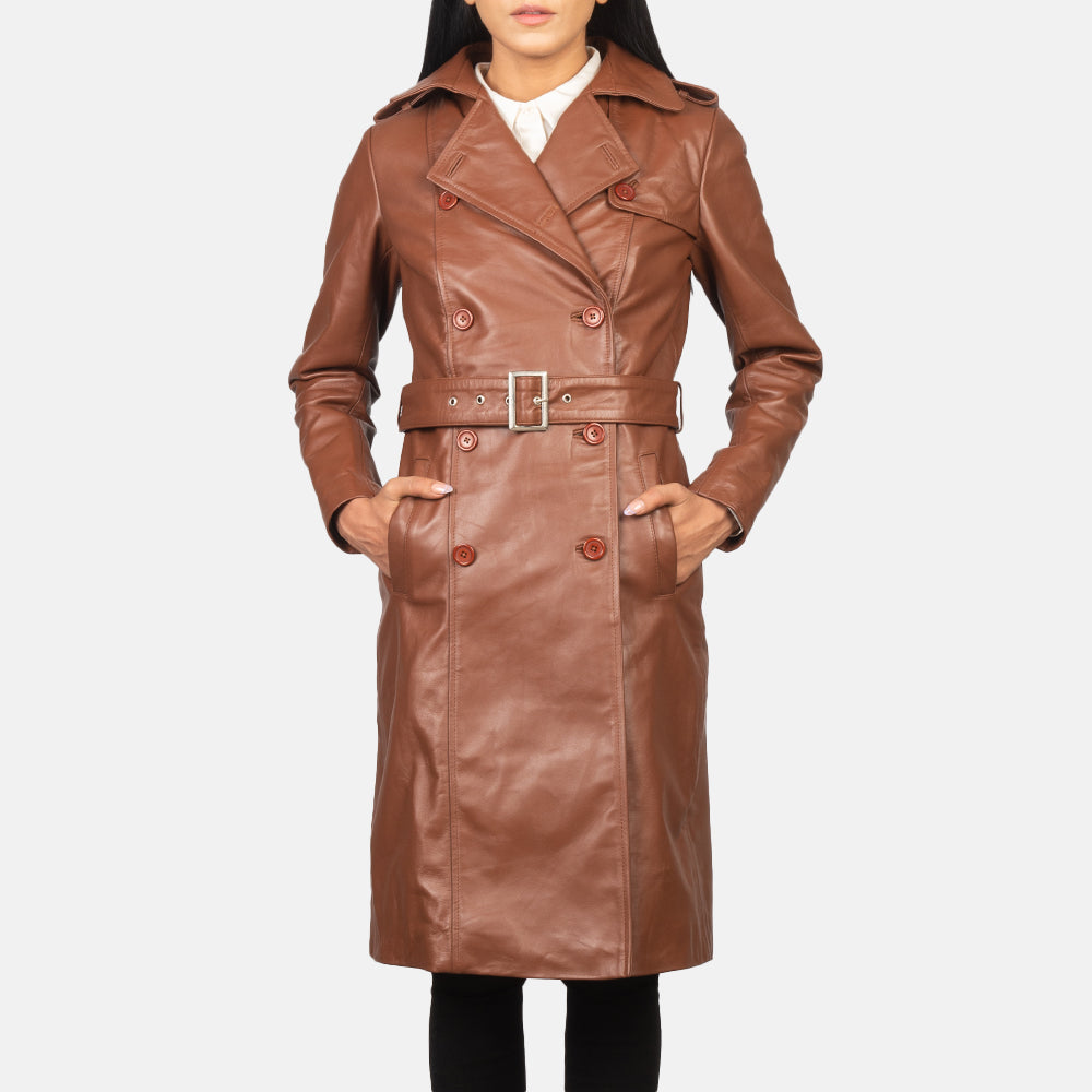 Alice Brown Double Breasted Leather Coat - Fierce Fusion