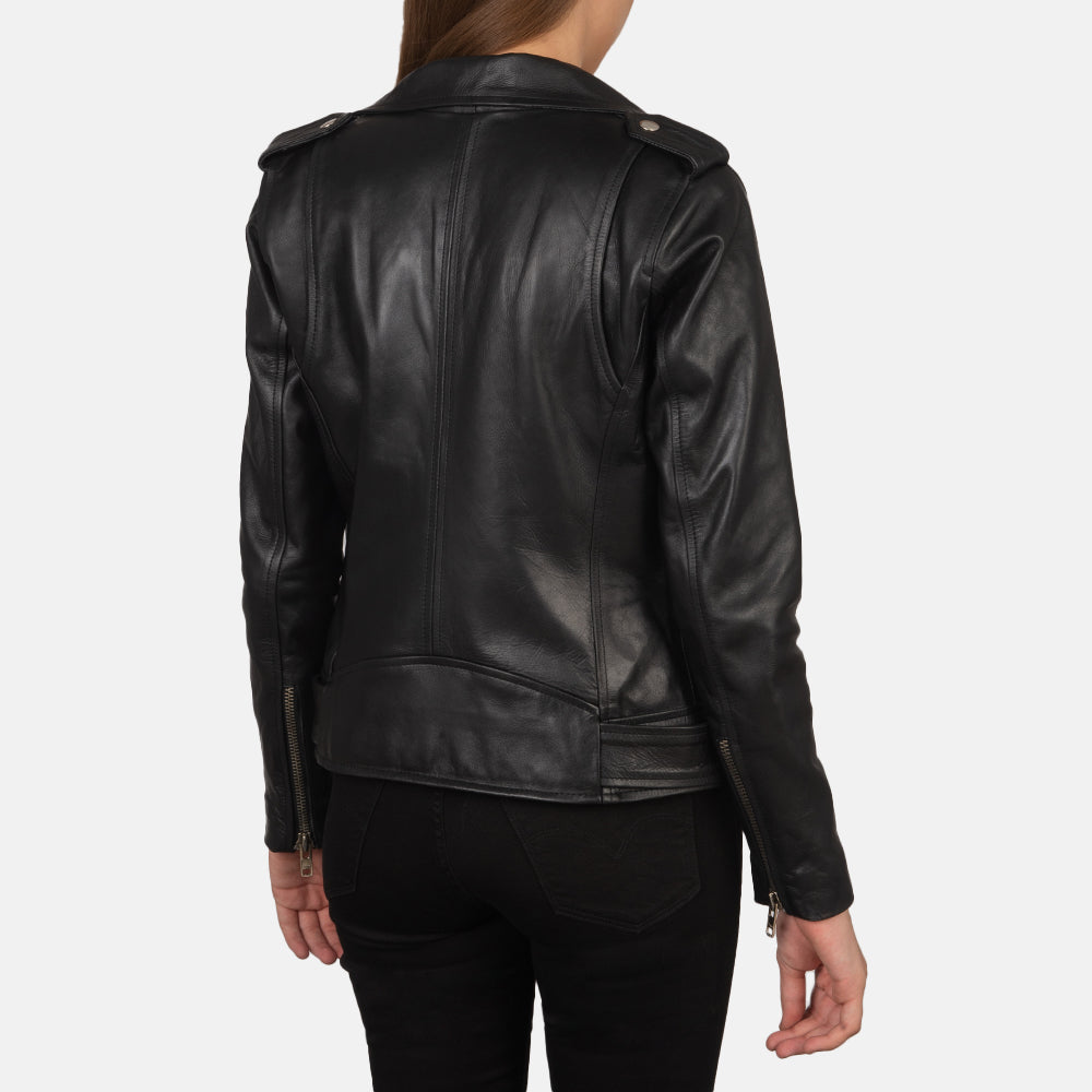 Alison Black Leather Biker Jacket - Fierce Fusion