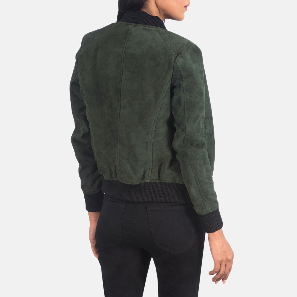 Bliss Green Suede Bomber Jacket - Fierce Fusion