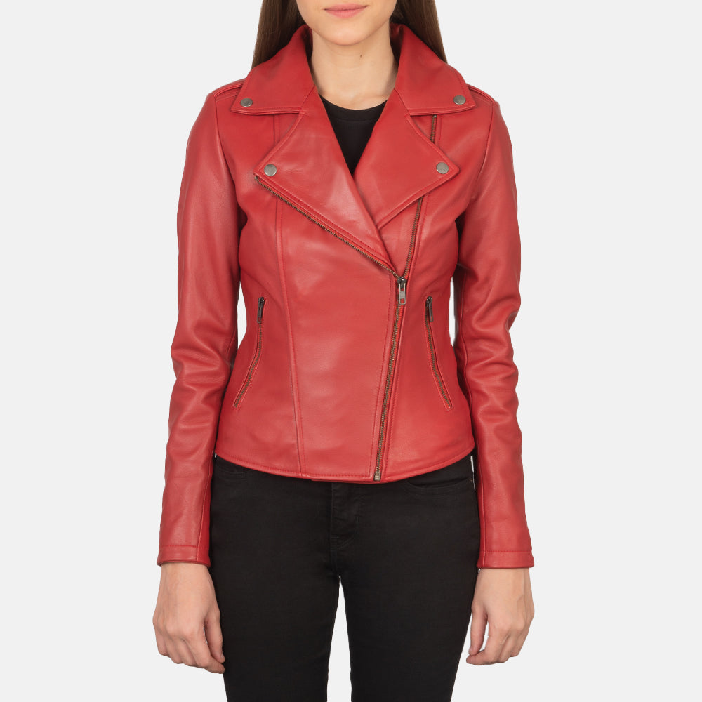 Flashback Red Leather Biker Jacket - Fierce Fusion