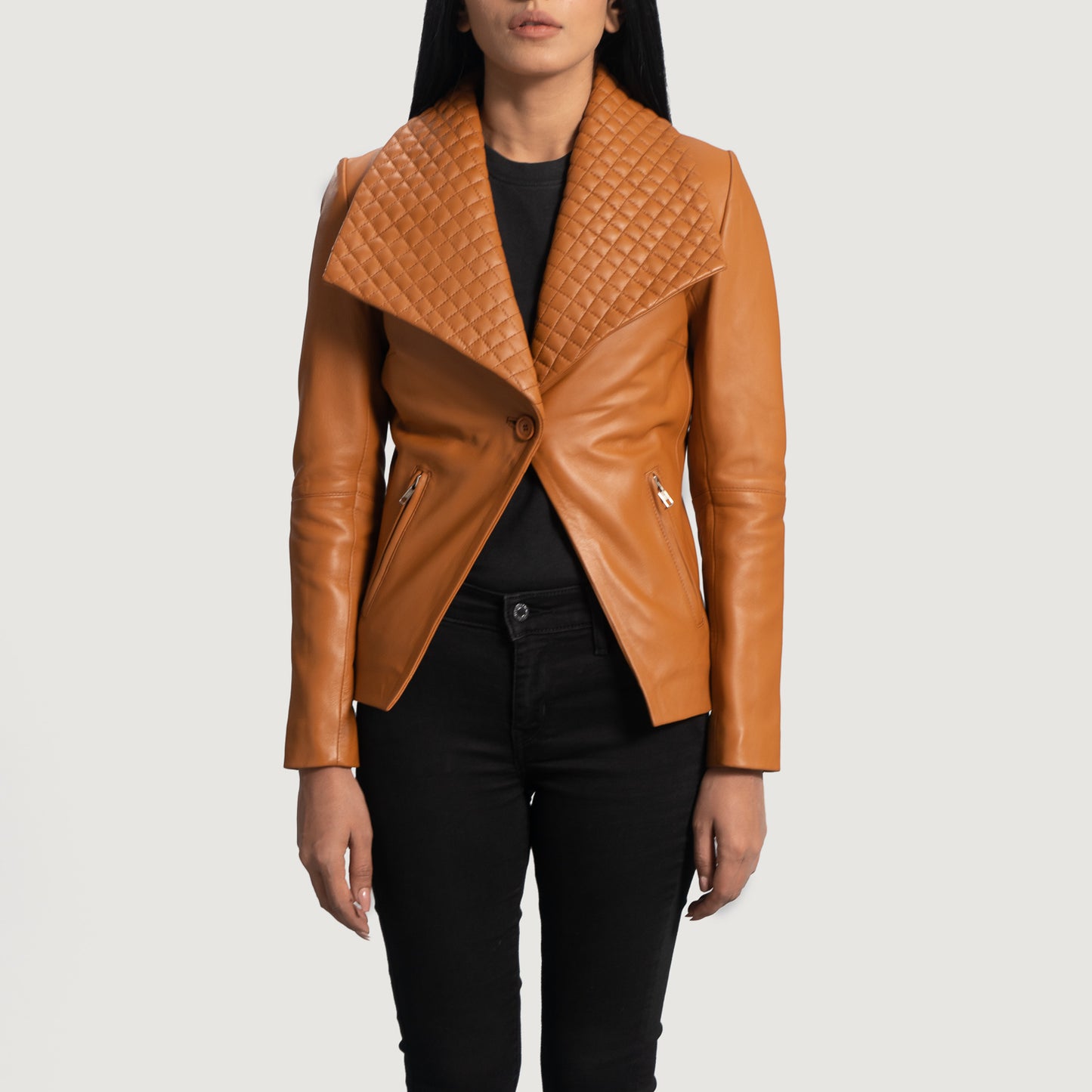 Lee Tan Brown Leather Blazer - Fierce Fusion