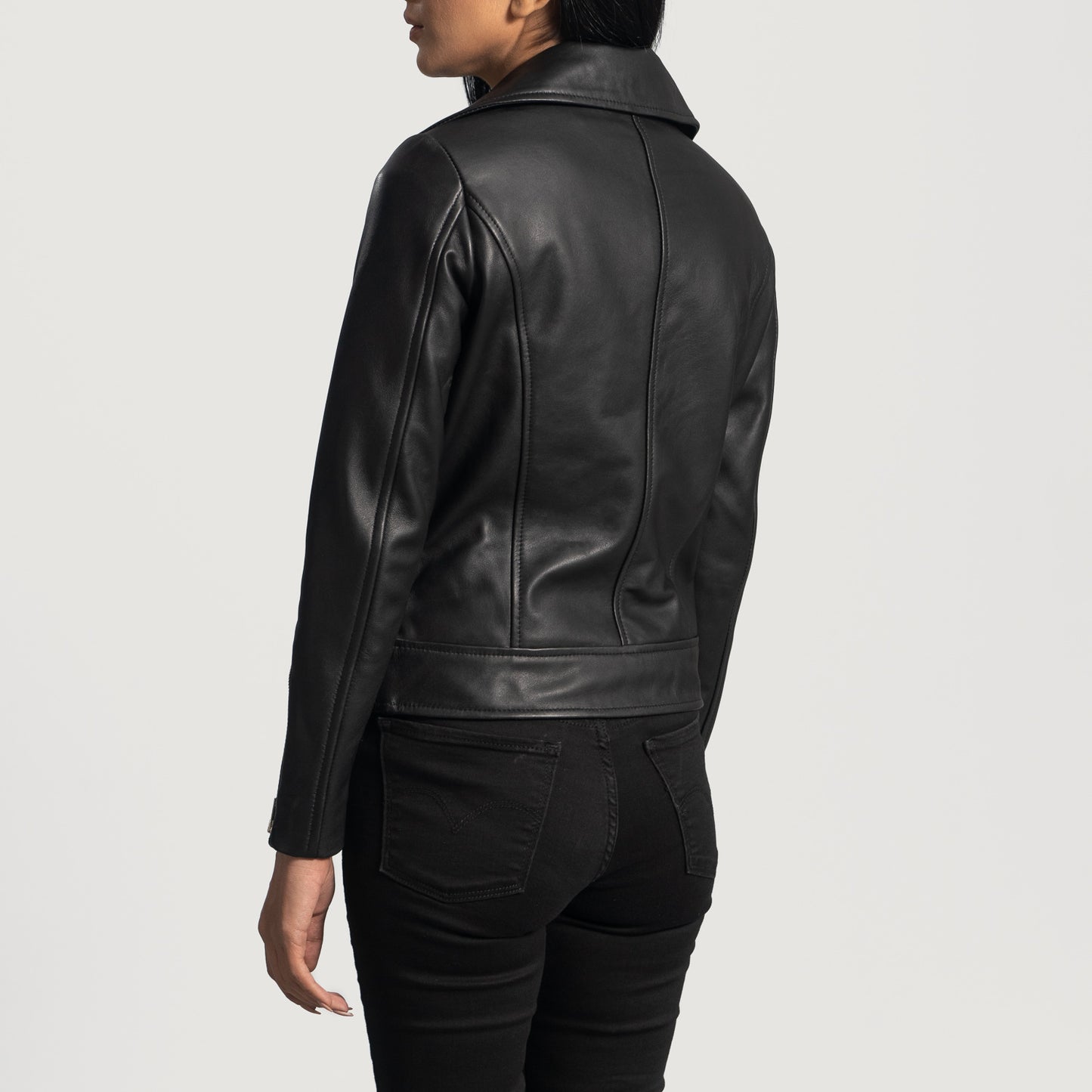 Rumy Black Leather Biker Jacket - Fierce Fusion