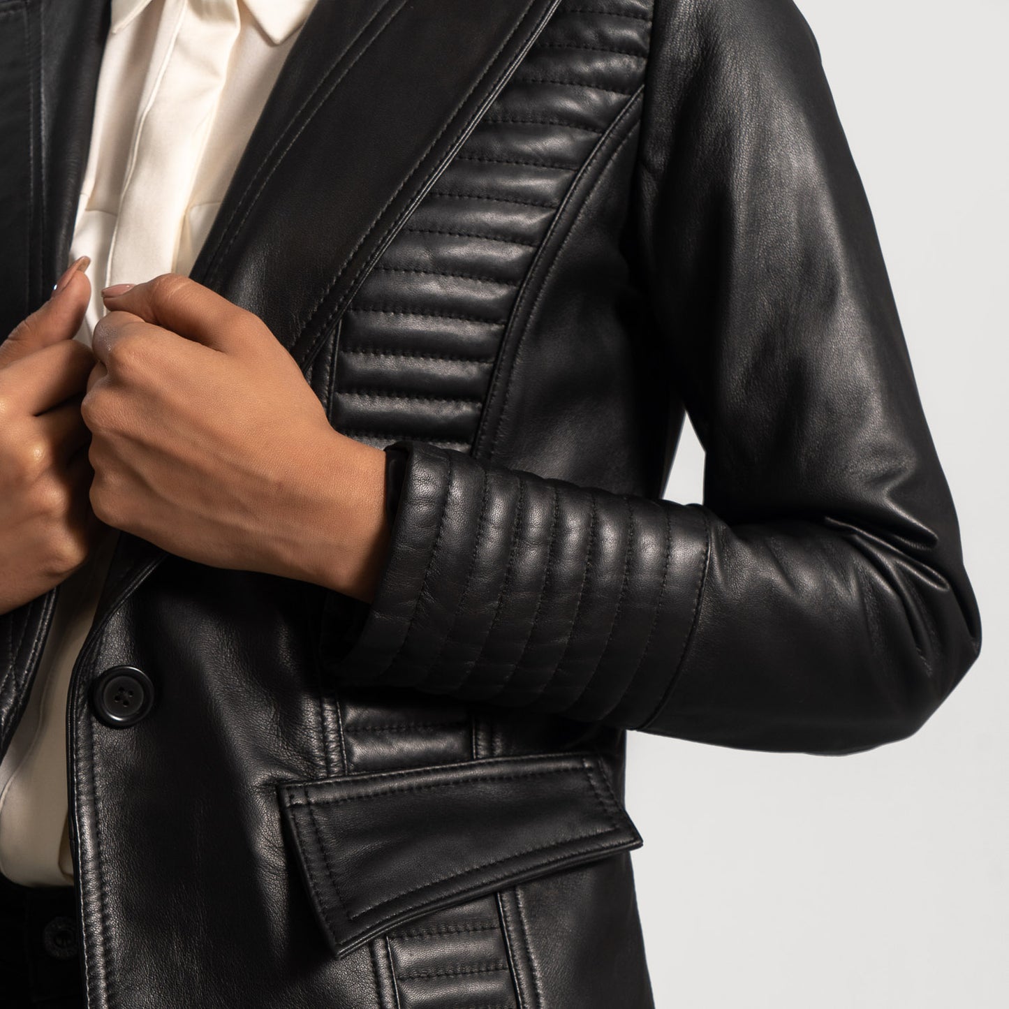 Selina Black Leather Blazer - Fierce Fusion