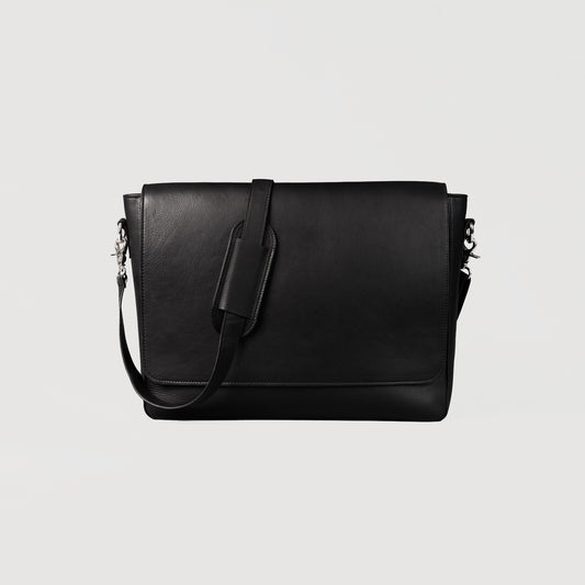 The Carismatico Black Leather Messenger Bag - Fierce Fusion