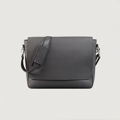 The Carismatico Grey Leather Messenger Bag - Fierce Fusion