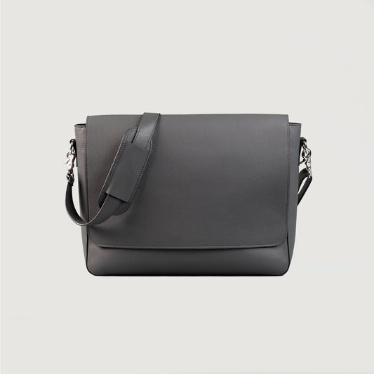 The Carismatico Grey Leather Messenger Bag - Fierce Fusion
