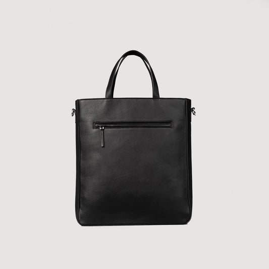 The Poet Black Leather Tote Bag - Fierce Fusion
