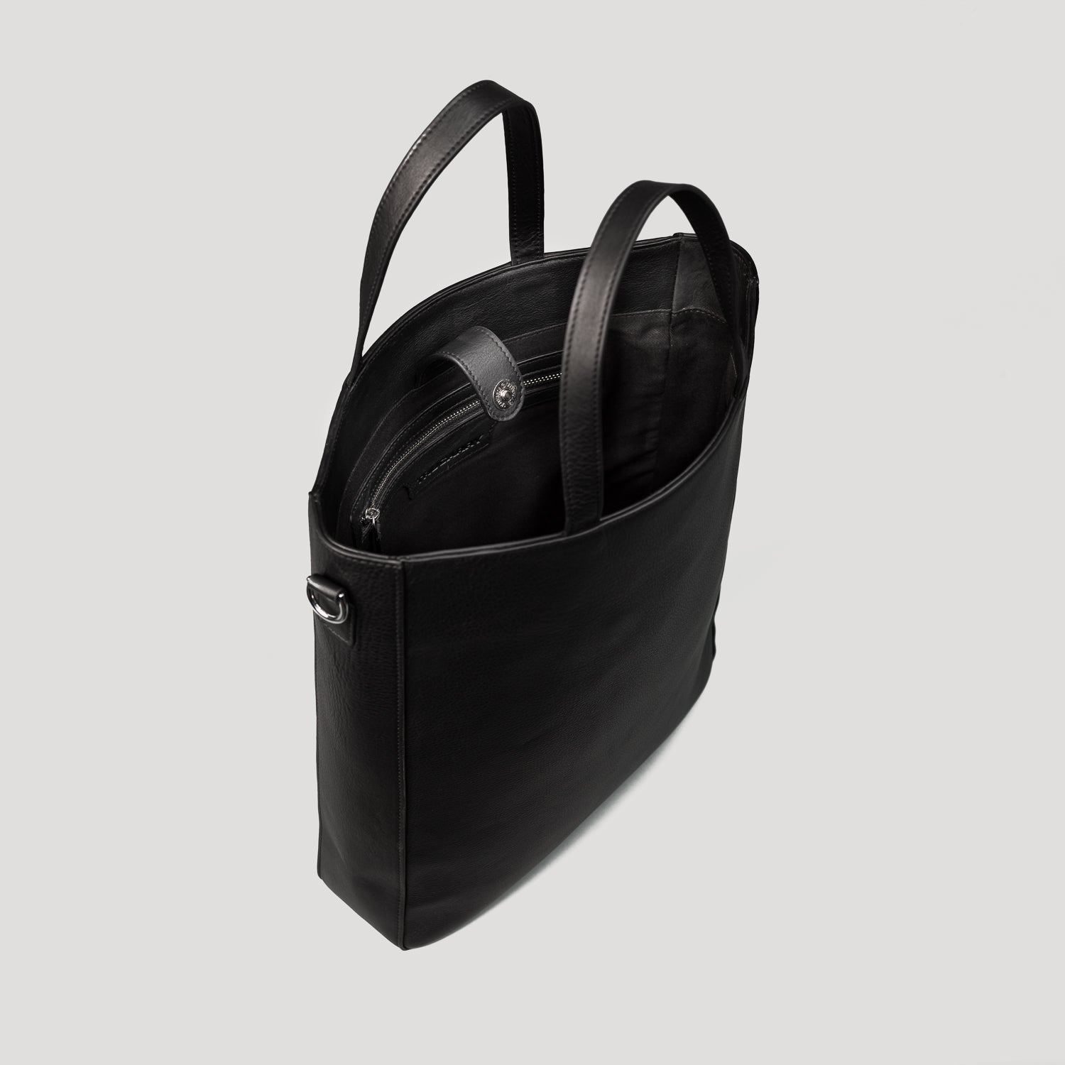 The Poet Black Leather Tote Bag - Fierce Fusion