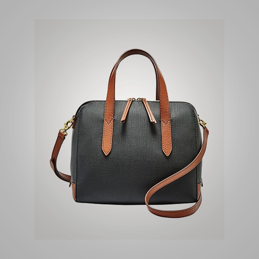 Brown & Black Leather Handmade Bag - Fierce Fusion