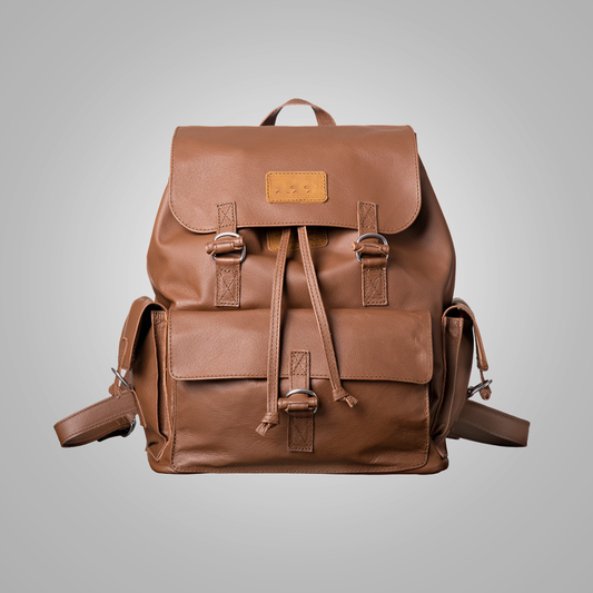 Handmade Brown Leather Backpack - Fierce Fusion