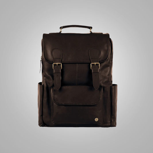Dark Brown Leather Backpack - Fierce Fusion