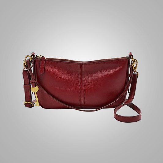 Red Leather Crossbody Bag - Fierce Fusion