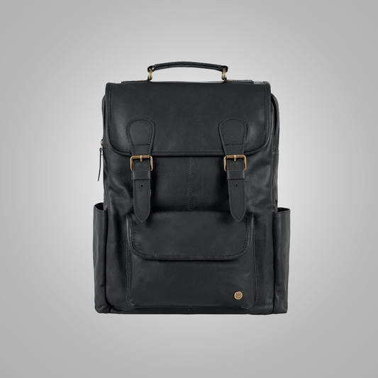 Black Leather Classic Backpack - Fierce Fusion