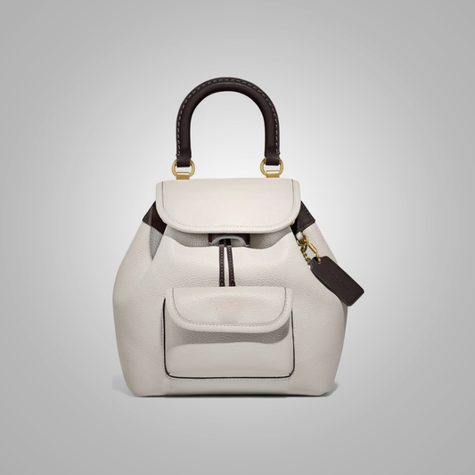 White Leather Backpack - Fierce Fusion