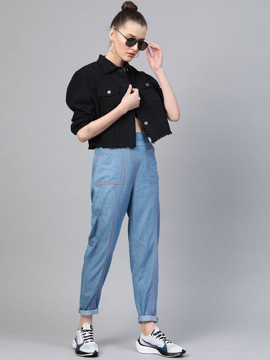 Black Horizon Frayed Hem Jacket