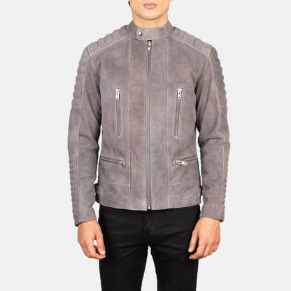 Damian Grey Suede Biker Jacket - Fierce Fusion