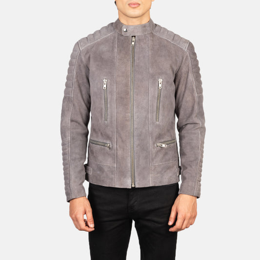 Damian Grey Suede Biker Jacket - Fierce Fusion