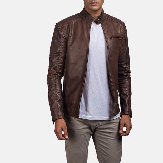 Dean Brown Biker Leather Jacket - Fierce Fusion