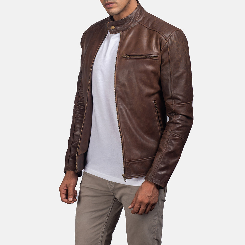 Dean Brown Biker Leather Jacket - Fierce Fusion