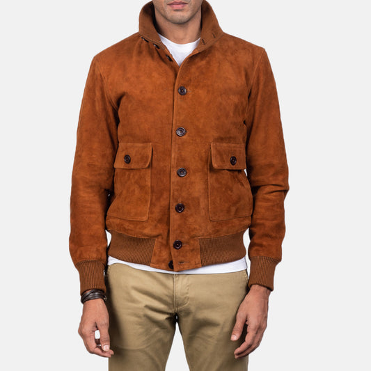 Eaton Brown Suede Bomber Jacket - Fierce Fusion