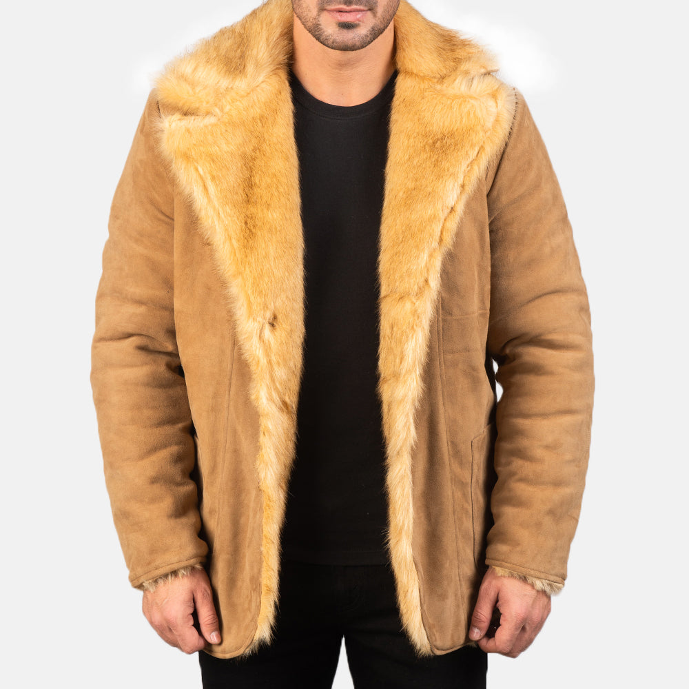 Furlong Beige Suede Leather Coat - Fierce Fusion