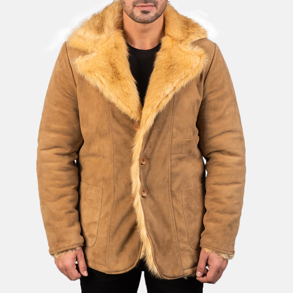 Furlong Beige Suede Leather Coat - Fierce Fusion