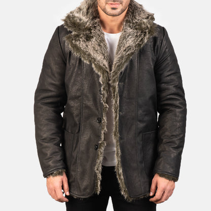 Furlong Black Leather Coat - Fierce Fusion