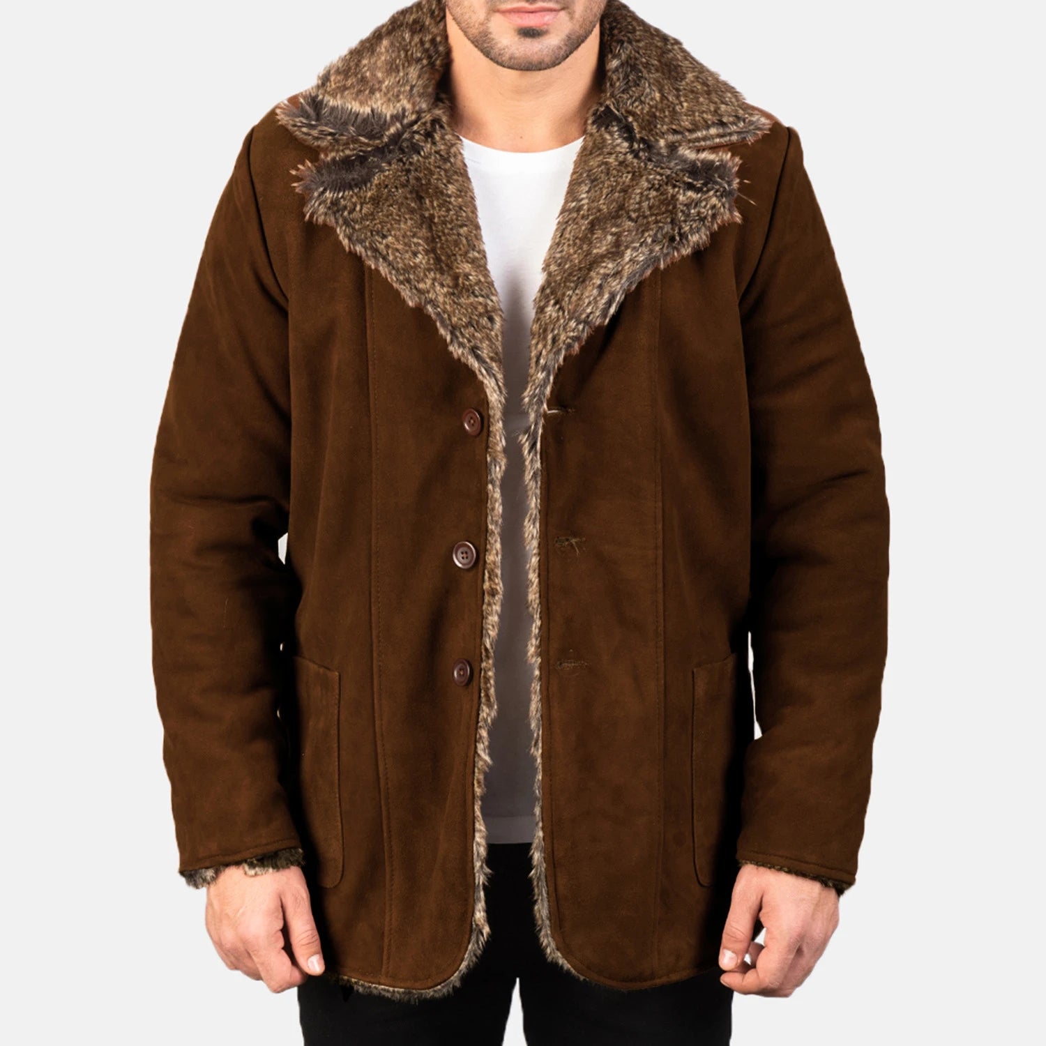 Furlong Brown Suede Leather Coat - Fierce Fusion