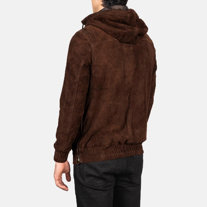 Kenton Hooded Mocha Suede Pullover Jacket - Fierce Fusion