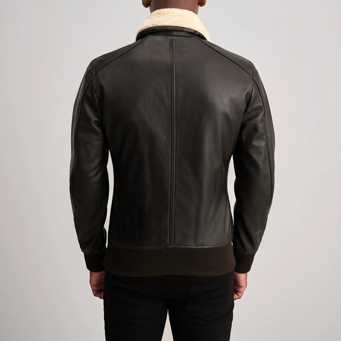 Airin G-1 Brown & Cream Leather Bomber Jacket - Fierce Fusion