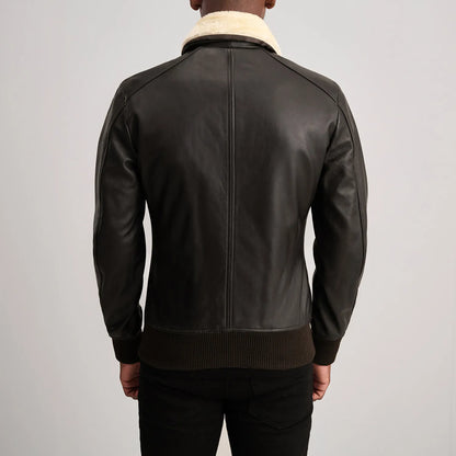 Airin G-1 Brown & Cream Leather Bomber Jacket - Fierce Fusion