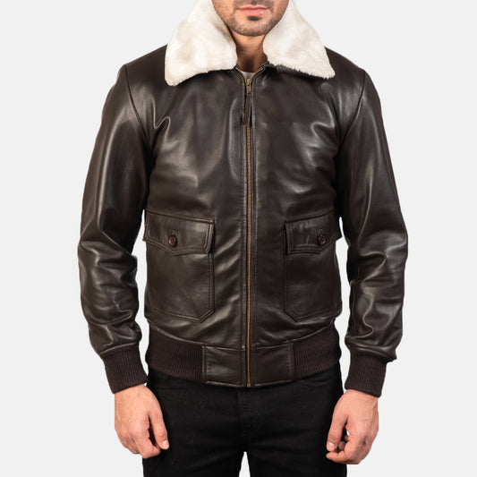 Airin G-1 Brown Leather Bomber Jacket - Fierce Fusion